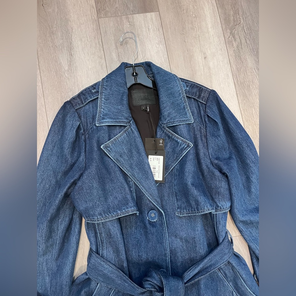 PAIGE Raina Denim Trench Coat NWT - Picture 7 of 10